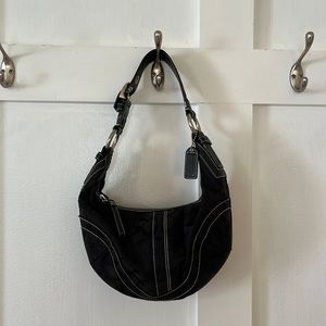 Coach Small Hobo Bag Black w/White stitching and Classic C logo
